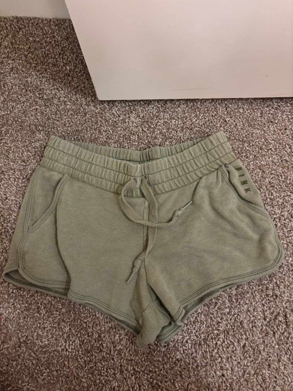 PINK Victoria's Secret Olive Green Terry Lounge Shorts